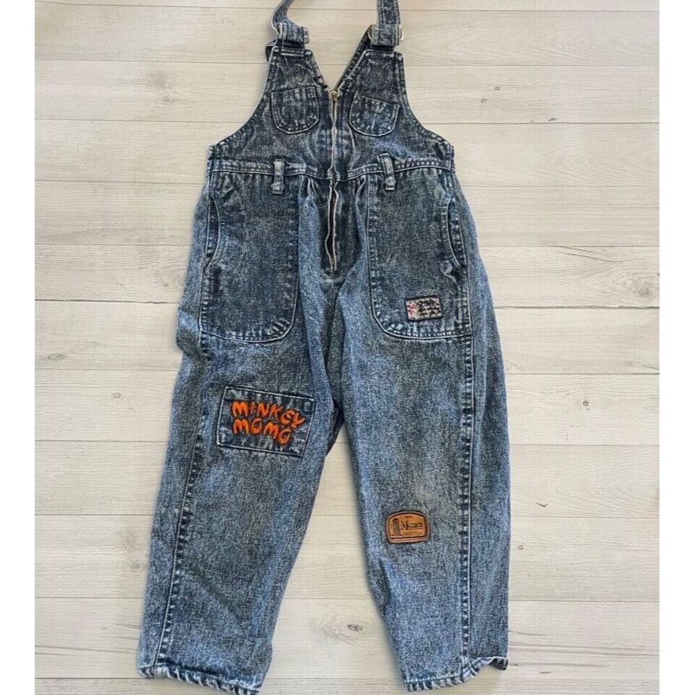 kids minkey‎ Momo stonewashed overalls